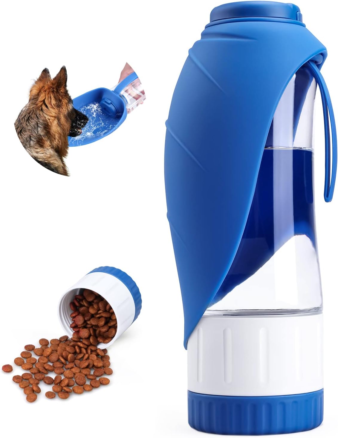 TIOVERY Upgraded Dog Water Bottle, Portable Dog Cat Puppy Pet Water Dispenser Feeder with Drinking Cup and Food Container Leak Proof for Outdoor Walking, Travel, Hiking 12OZ
