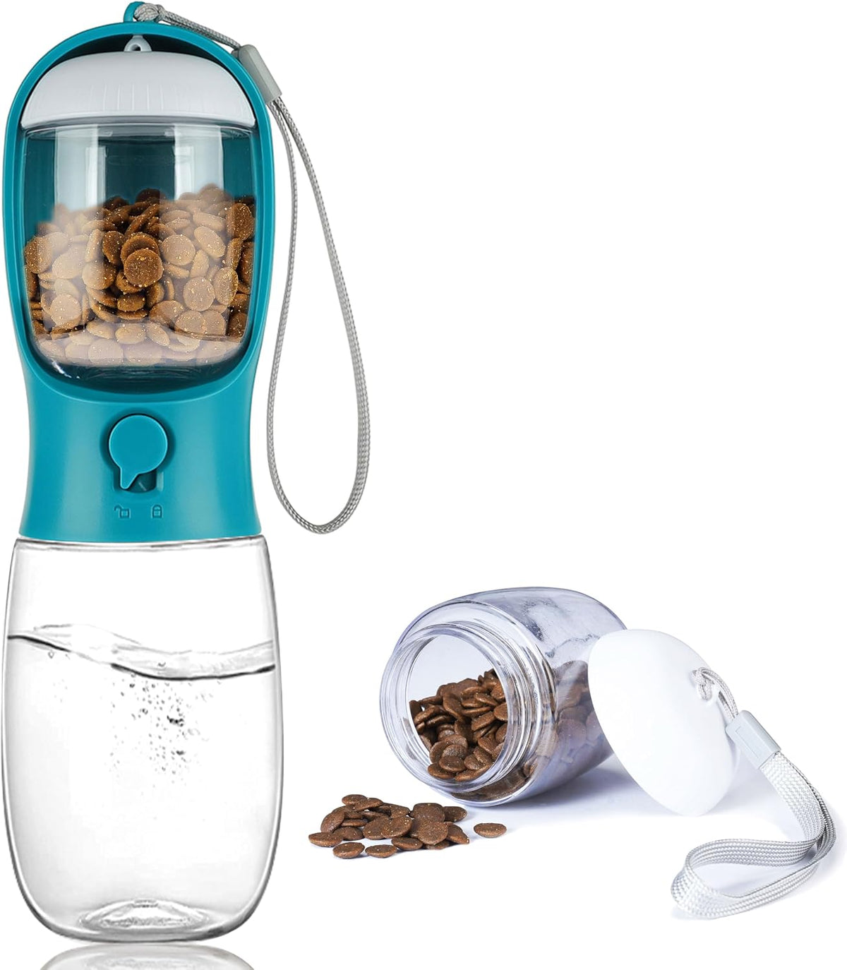 10oz Dog Water Bottle with Food Container, Portable for Travel