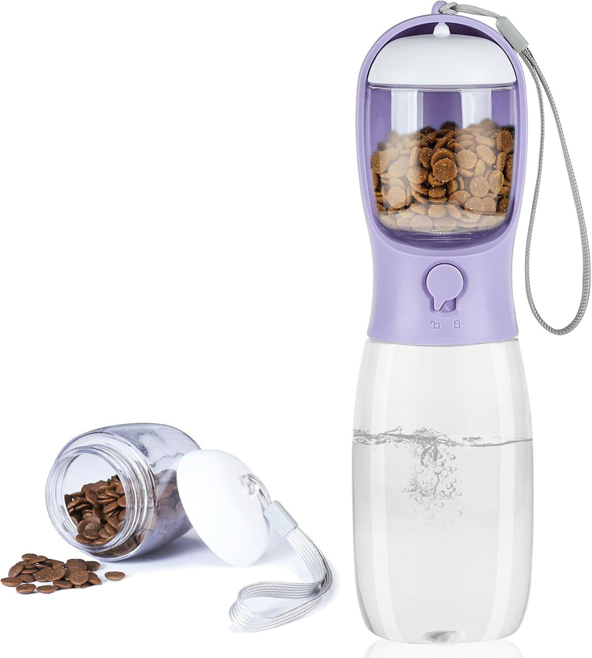 10oz Dog Water Bottle with Food Container, Portable for Travel