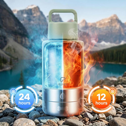32oz 3-in-1 Dog Water Bottle Stainless Travel Cup with 2 Bowls,Green