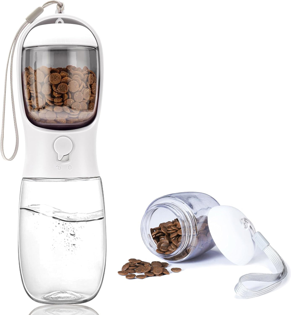 19oz Dog Water Bottle with Food Container, Portable for Travel