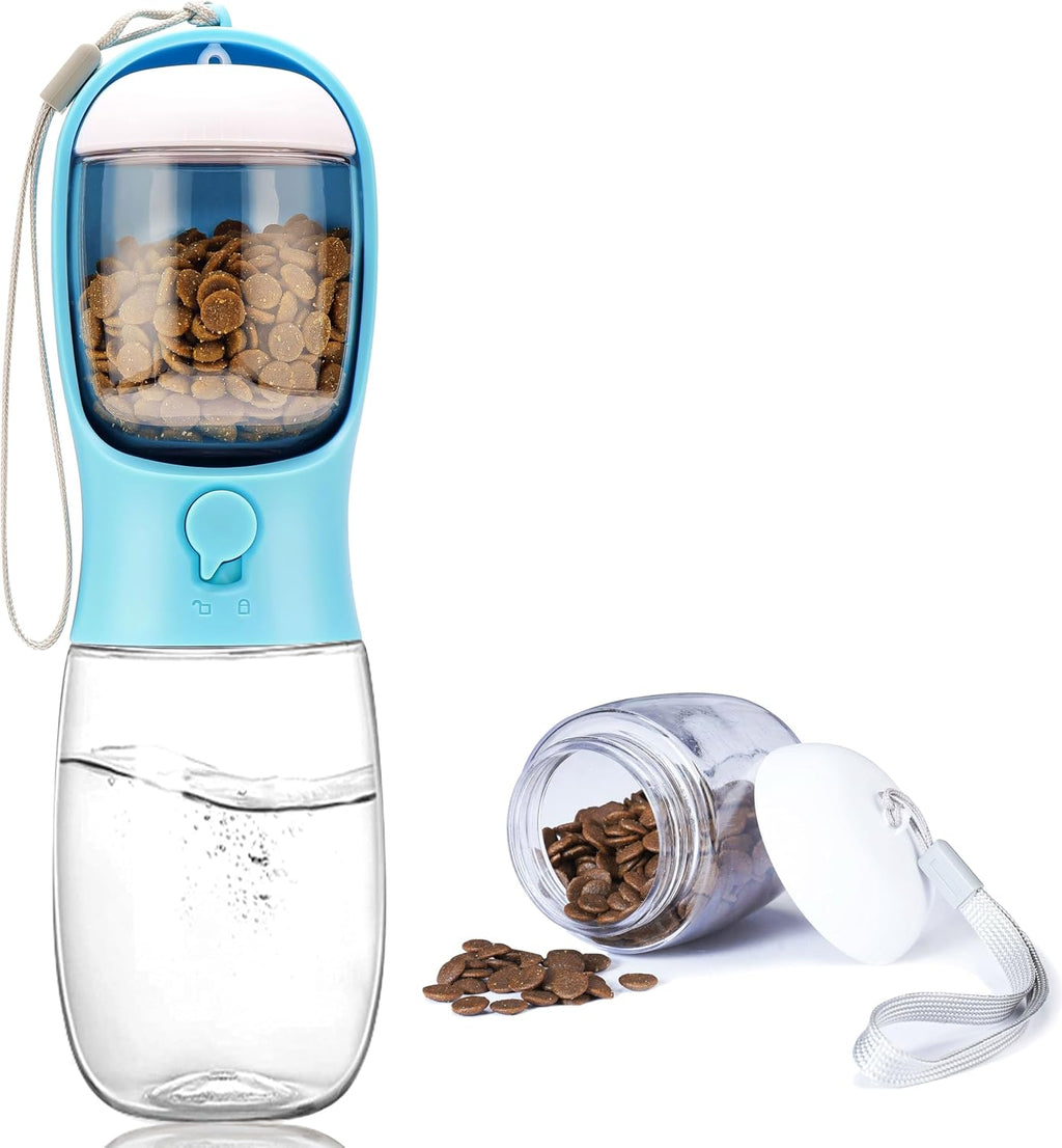 19oz Dog Water Bottle with Food Container, Portable for Travel