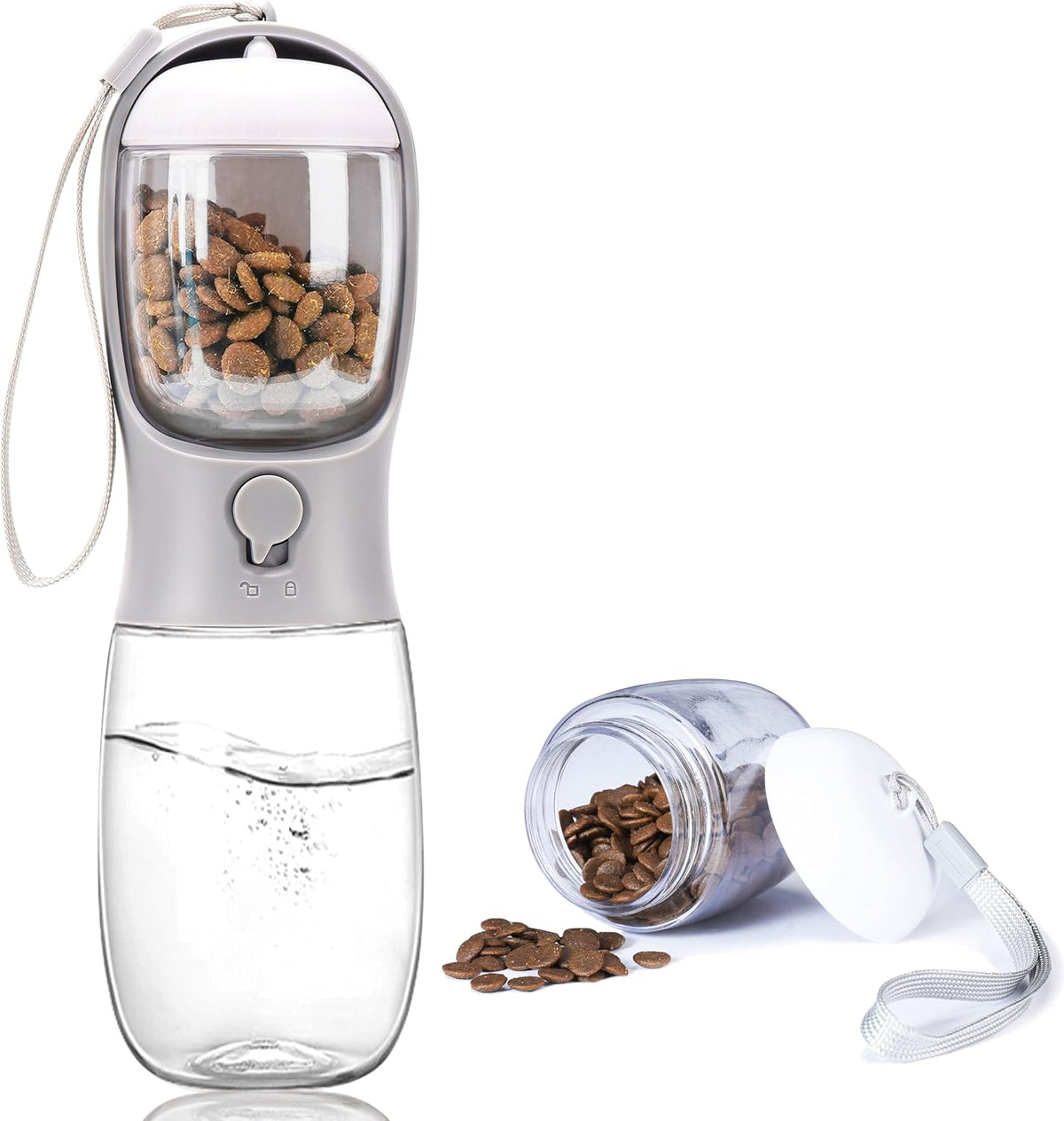 10oz Dog Water Bottle with Food Container, Portable for Travel