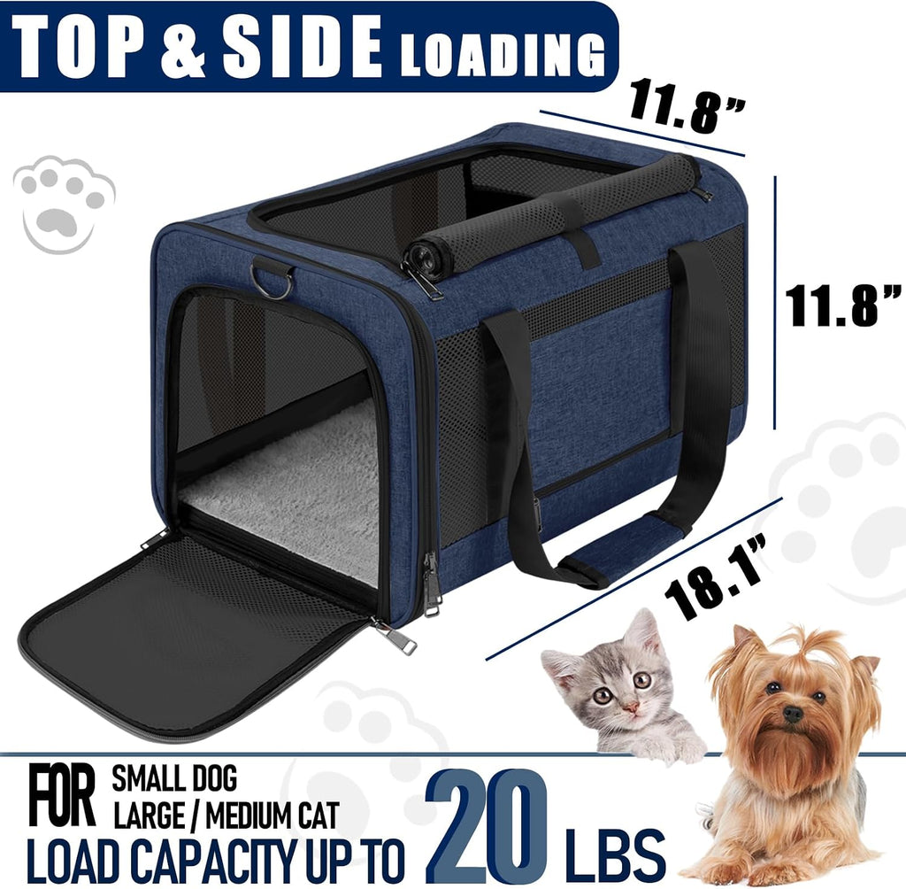 GAPZER Large Cat Carrier Soft, Collapsible Travel Pet Carry Bag, Small Dogs