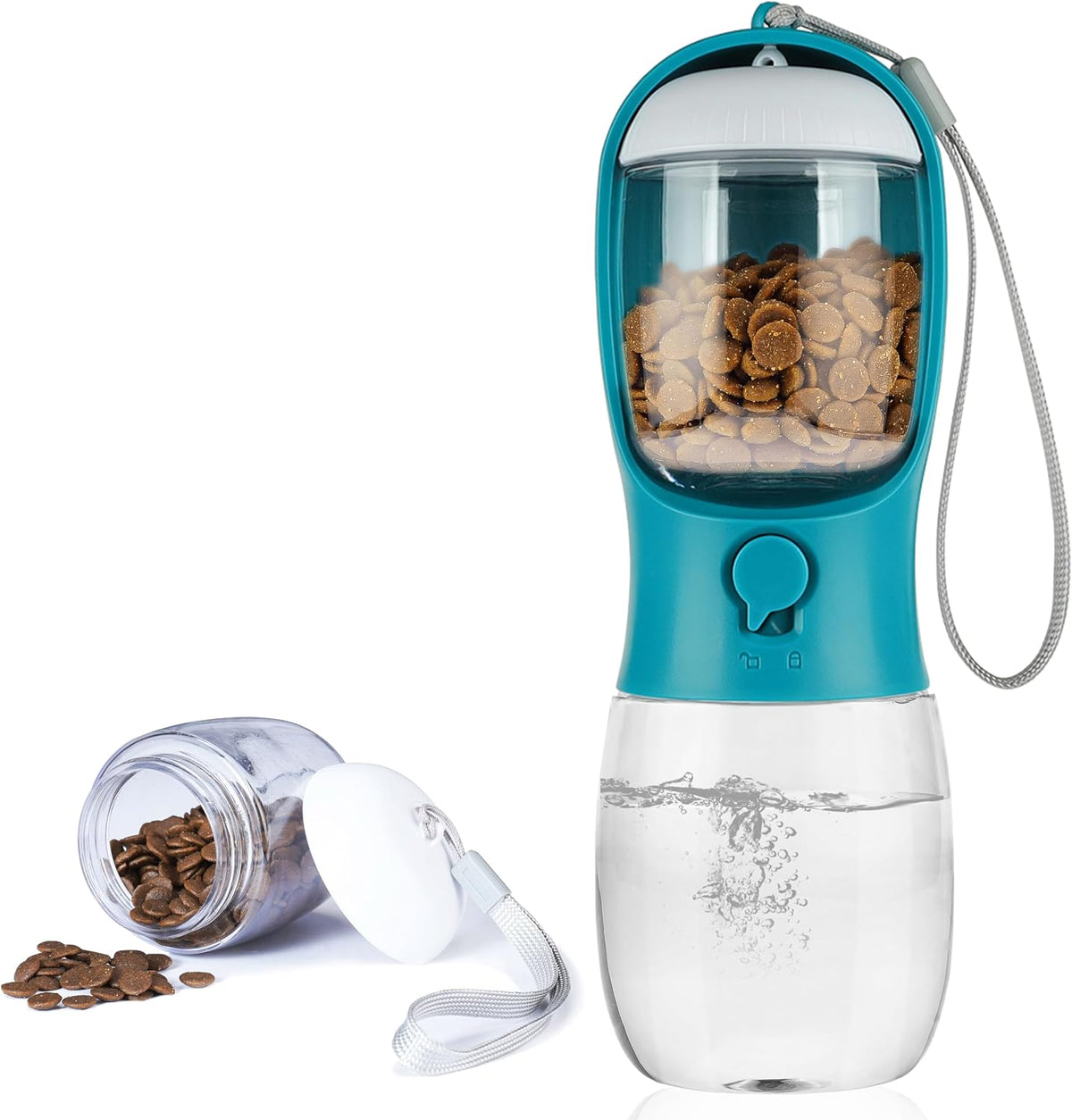 10oz Dog Water Bottle with Food Container, Portable for Travel