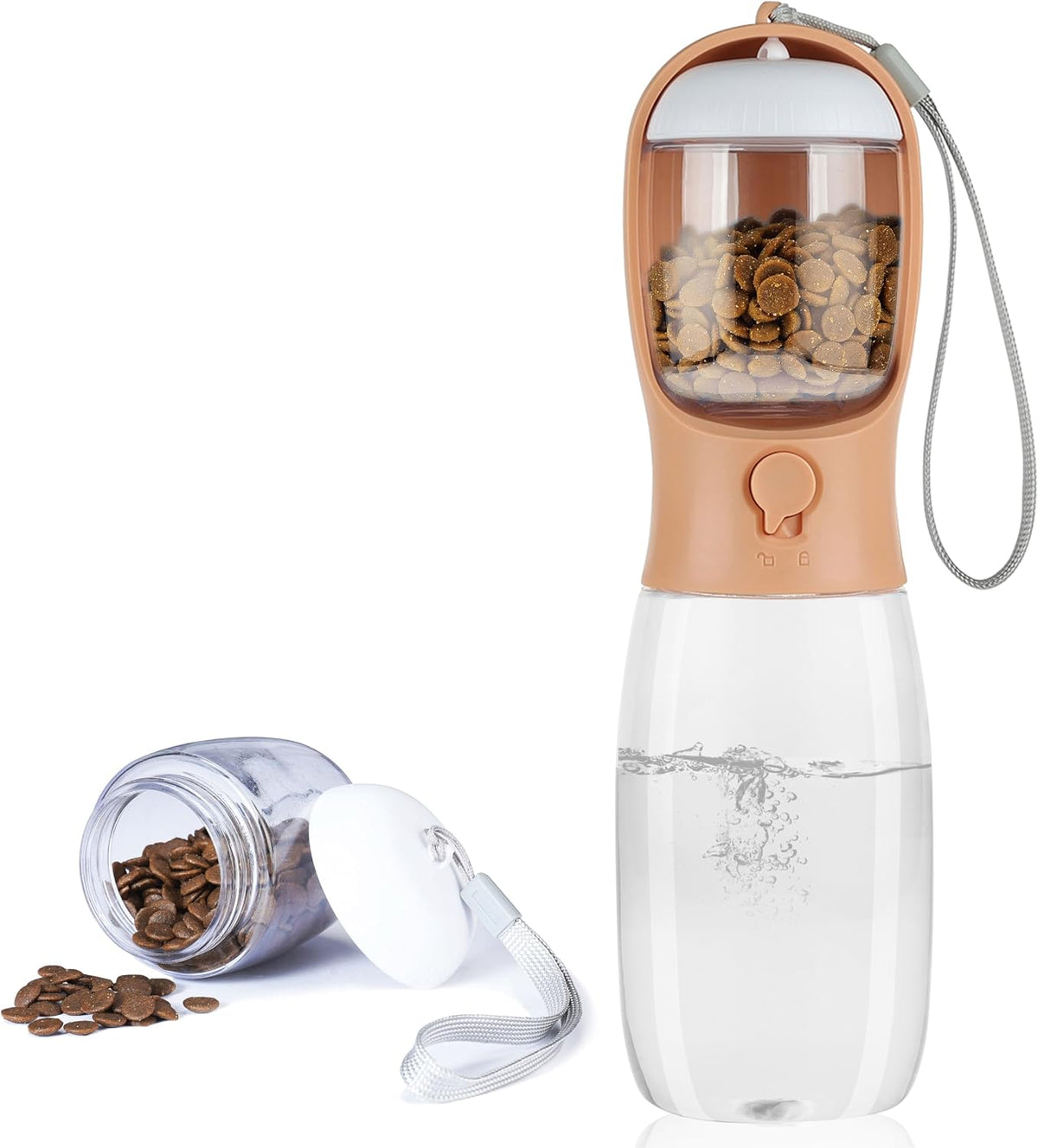 19oz Dog Water Bottle with Food Container, Portable for Travel