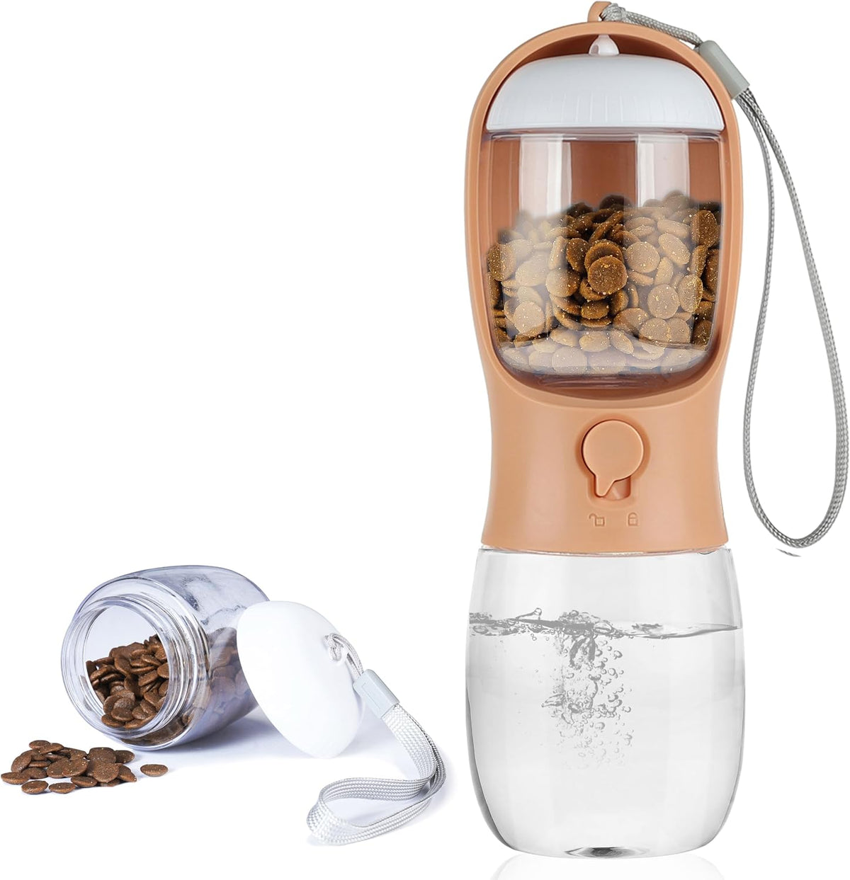 10oz Dog Water Bottle with Food Container, Portable for Travel