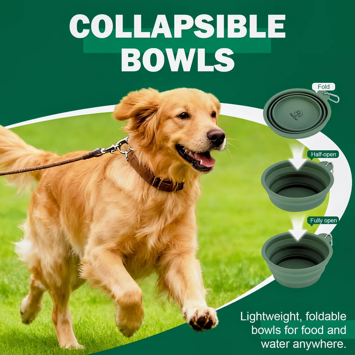 Pet Travel Essentials Bundle-Dog Travel Kit with 2 Collapsible Bowls, Silicone Treat Pouch, Collapsible Water Bottle, Mesh Carry Bag, Waste Bag Holder, Hook-and-Loop Strap