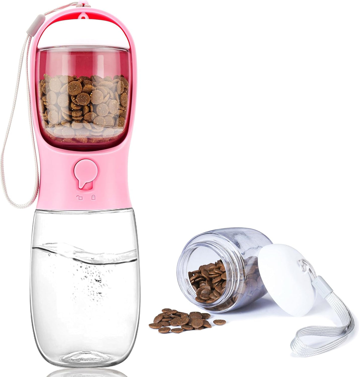 10oz Dog Water Bottle with Food Container, Portable for Travel