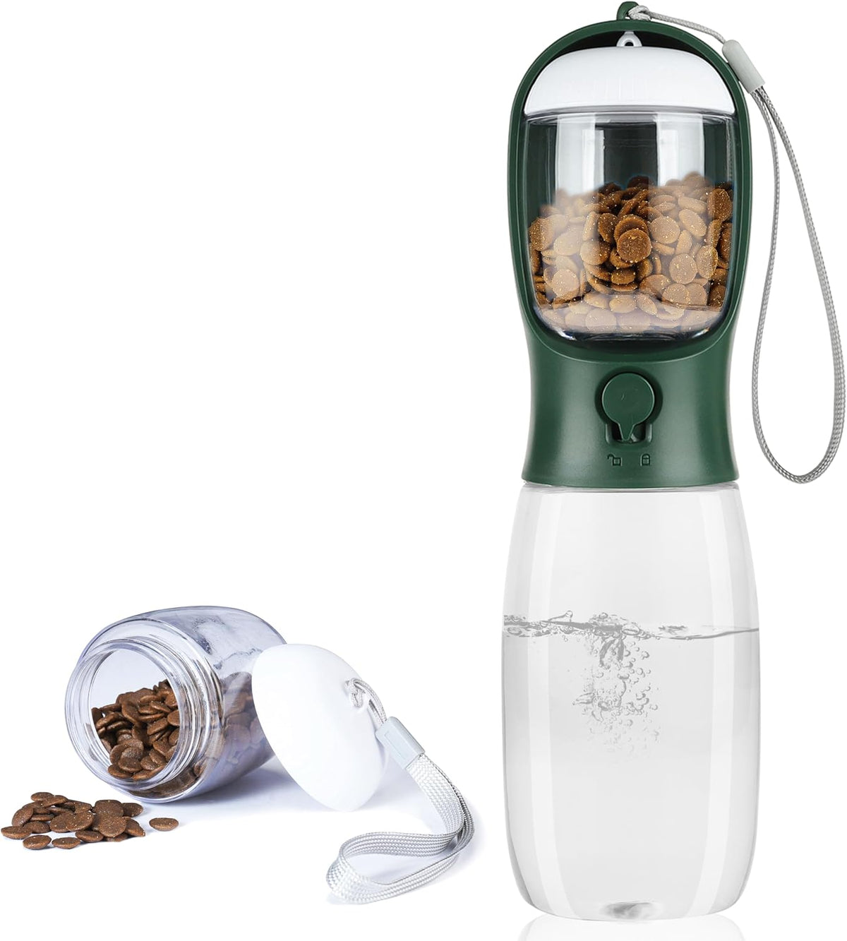 10oz Dog Water Bottle with Food Container, Portable for Travel