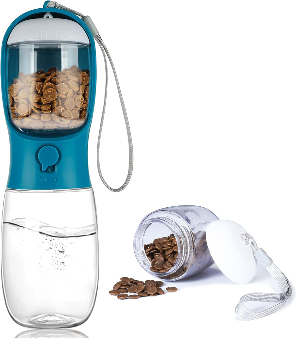 19oz Dog Water Bottle with Food Container, Portable for Travel