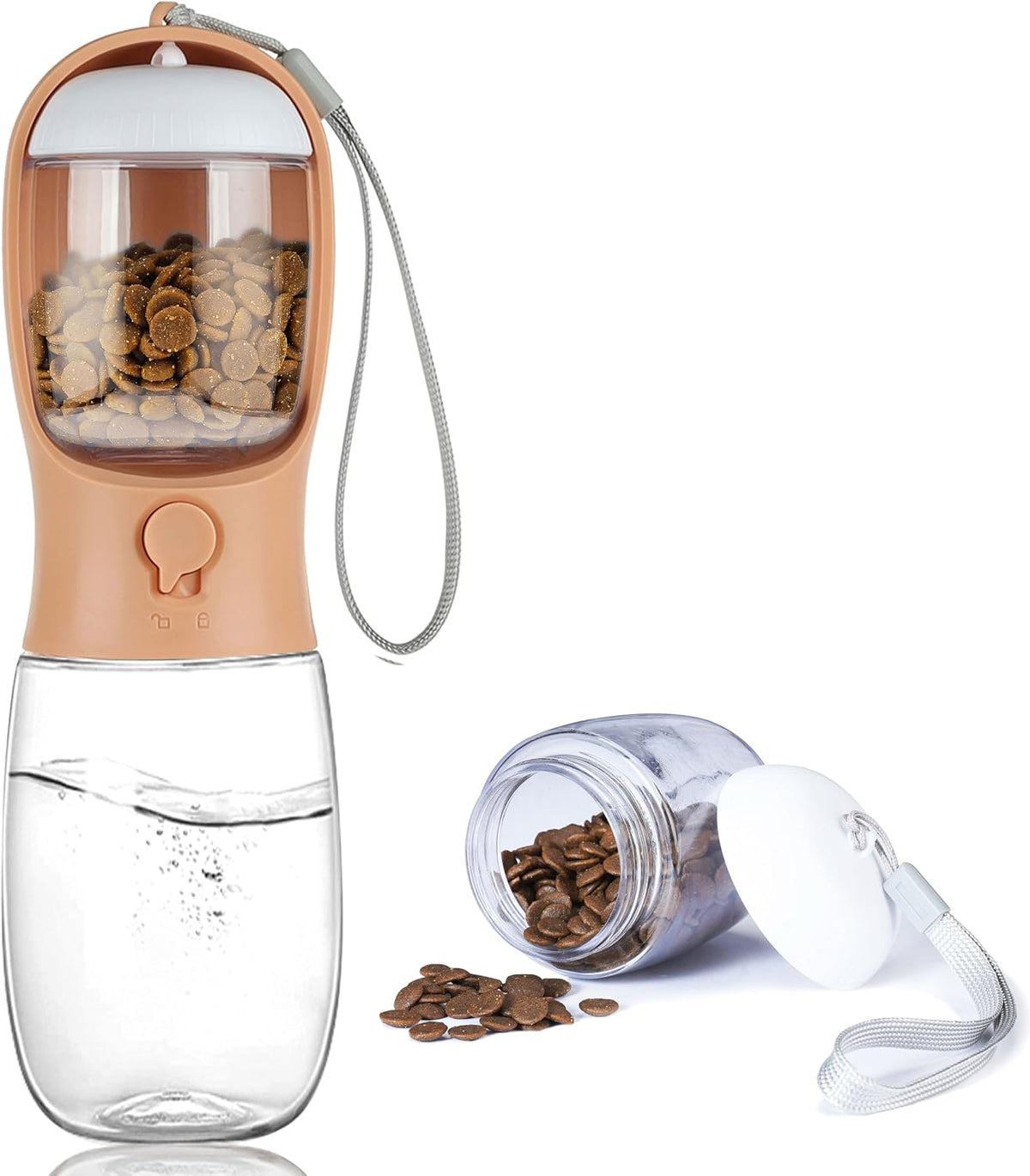 10oz Dog Water Bottle with Food Container, Portable for Travel