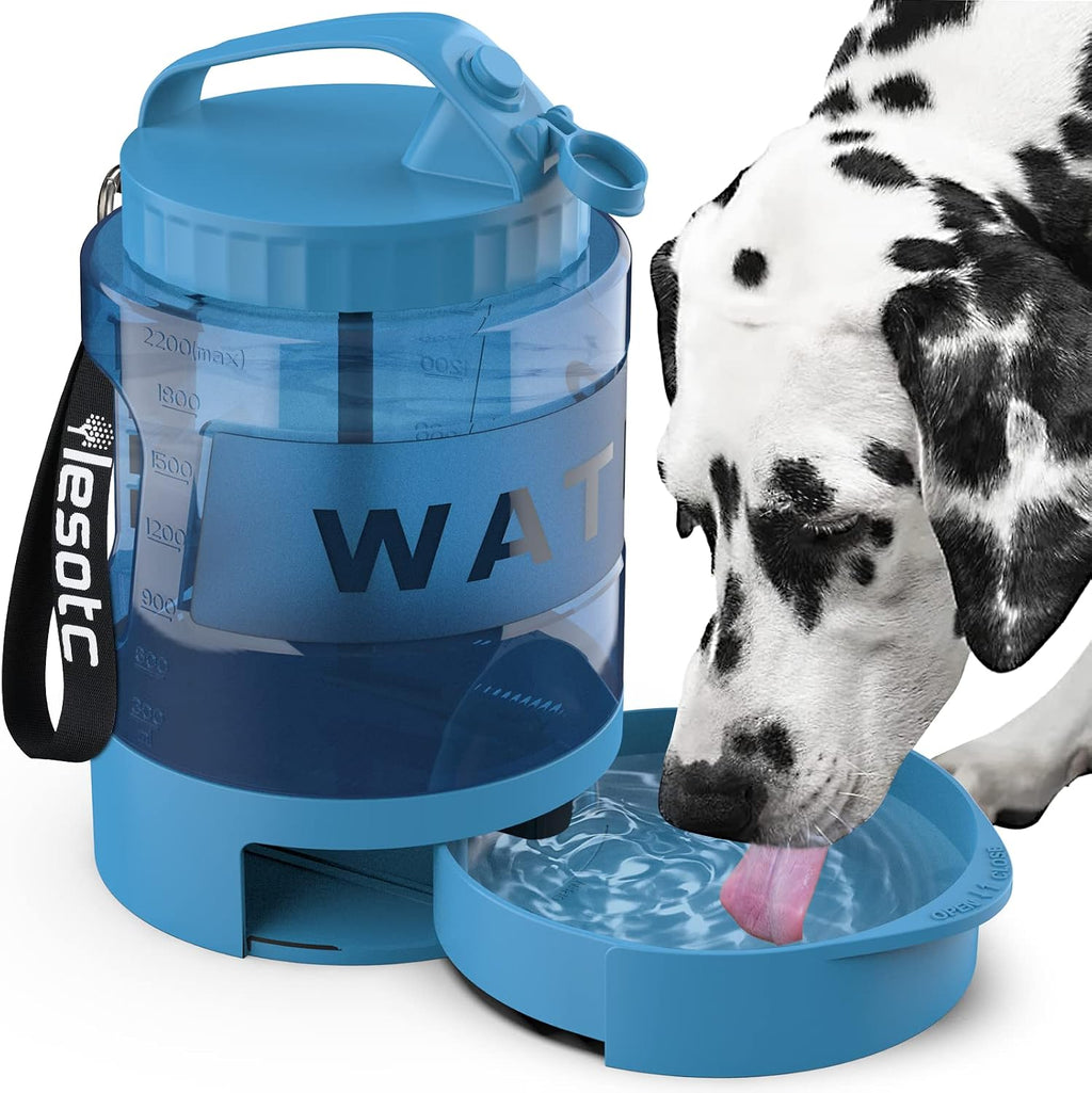 Dog Water Bottle Portable Travel - 77oz Large Travel Water Bowl for Dogs Camping Hiking Beach Traveling Essentials,Big Pet Bottles Bowl Water Dispenser for On The Go Park Car Walking Accessories