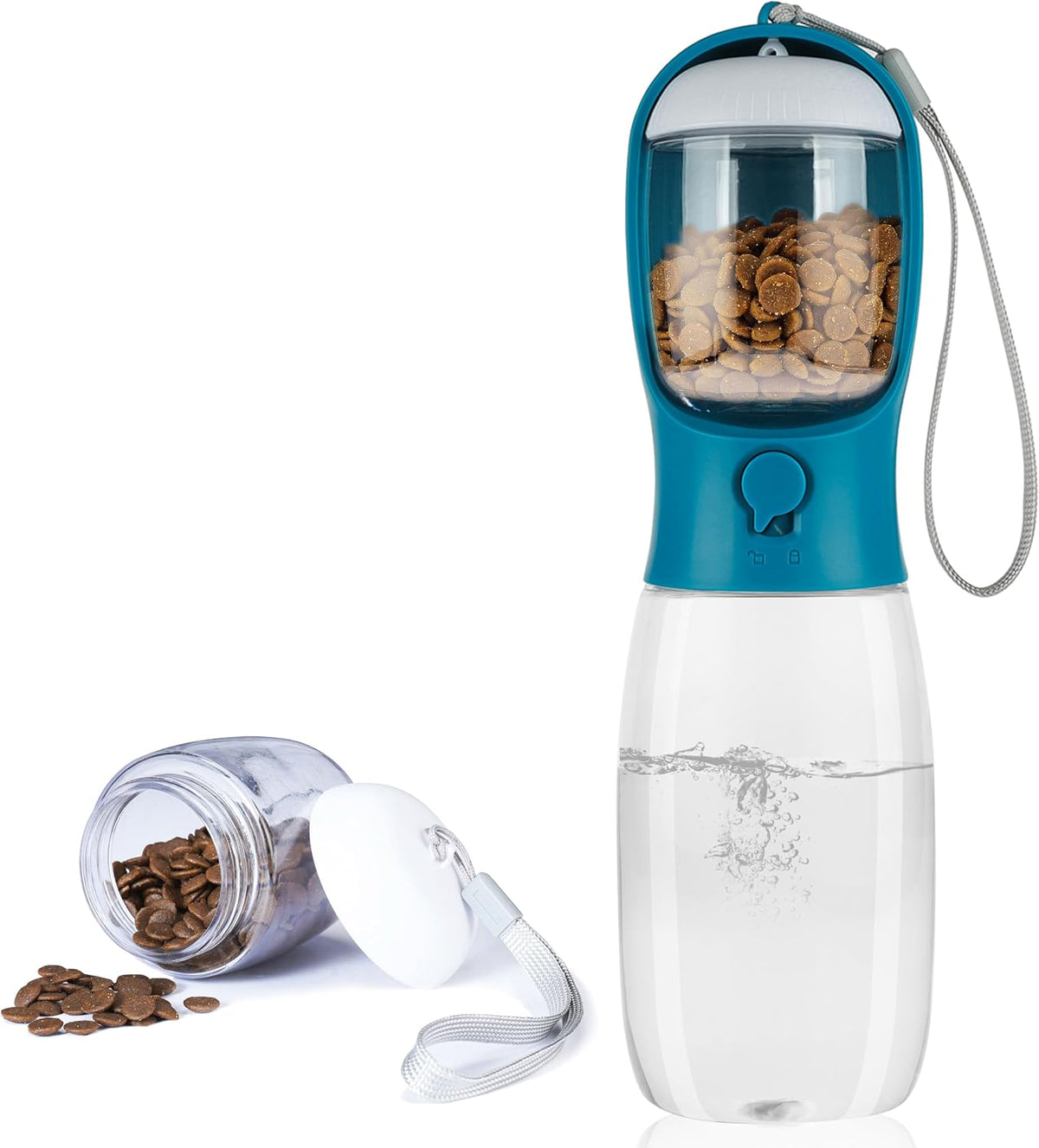 19oz Dog Water Bottle with Food Container, Portable for Travel