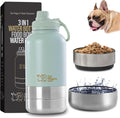 3in1 Travel Bottle for Pets (32oz) with Detachable Bowls - Stainless Steel