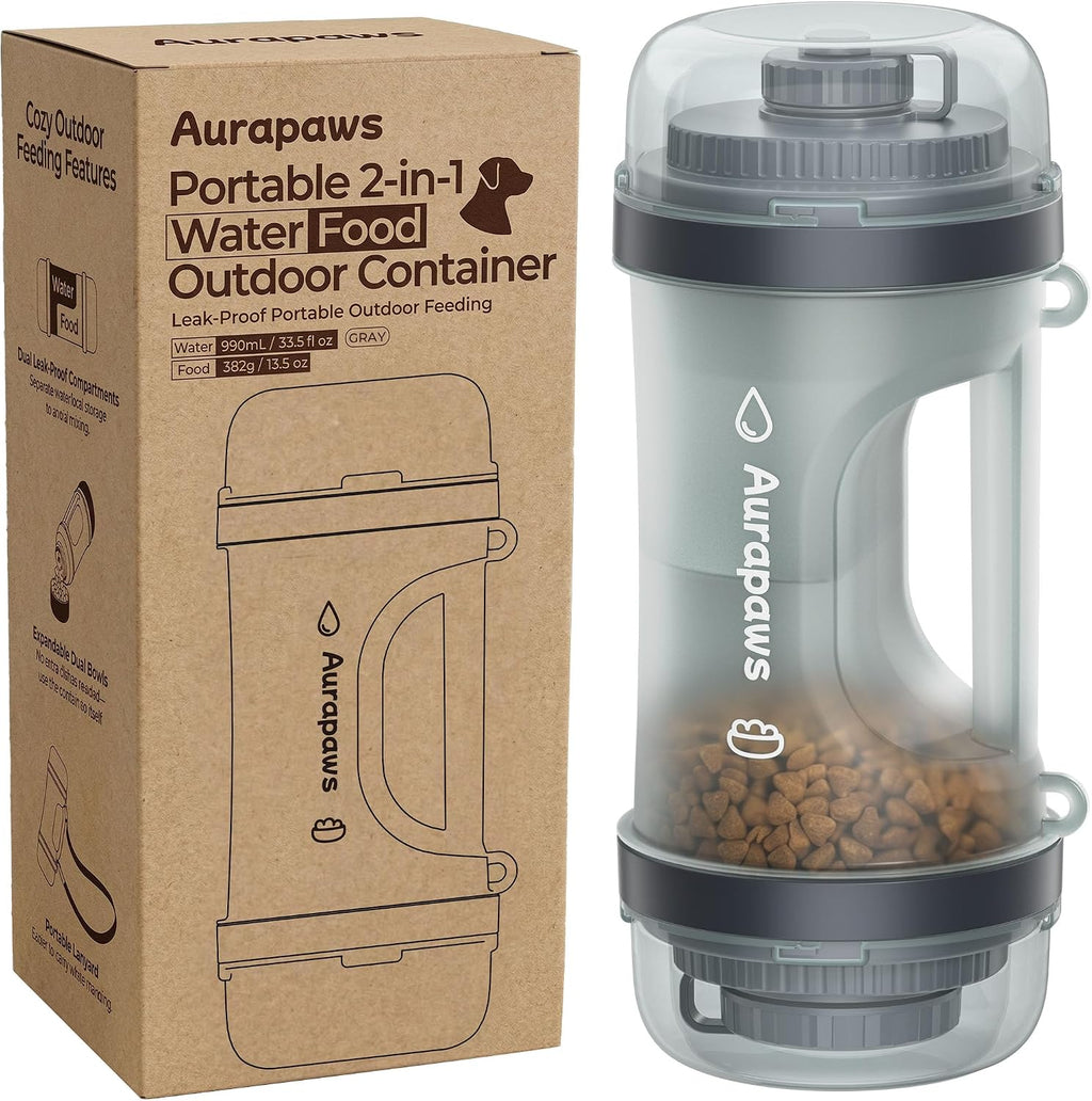 33.5oz Portable Dog Water Bottle for Travel Hydration&Food Feeder