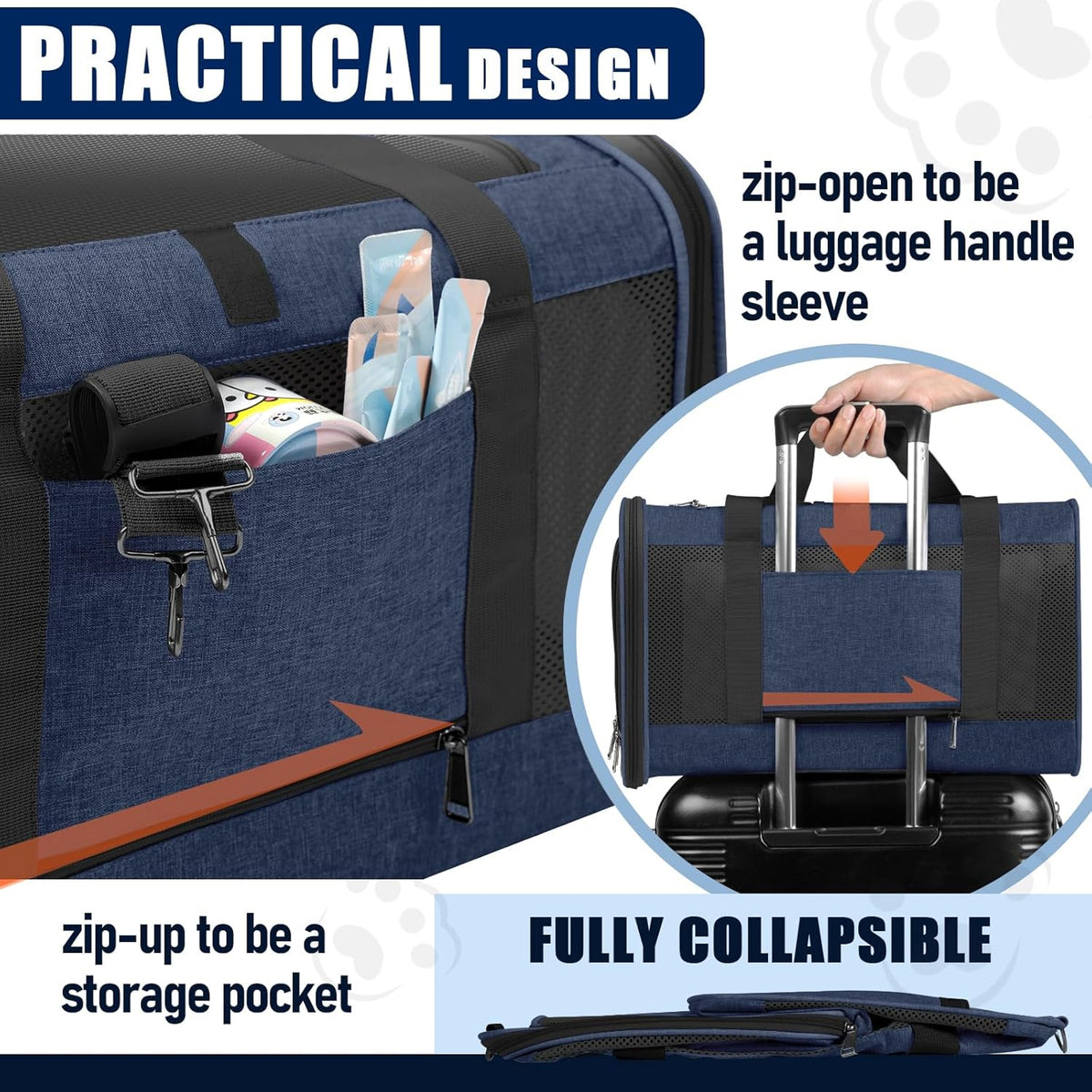 GAPZER Large Cat Carrier Soft, Collapsible Travel Pet Carry Bag, Small Dogs
