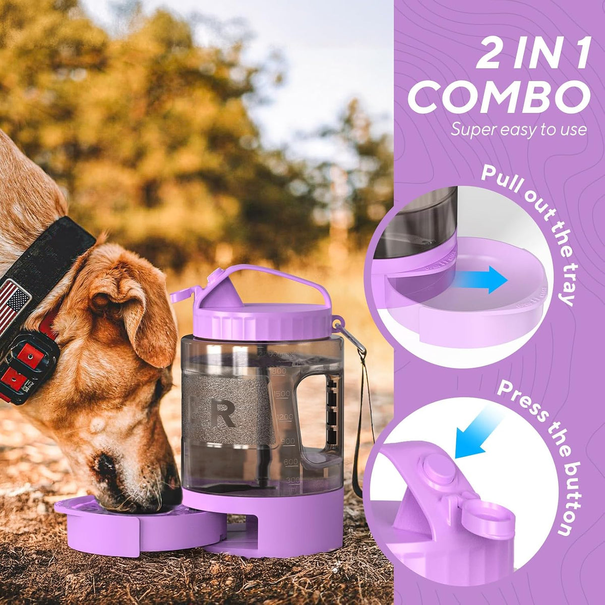 Dog Water Bottle Portable Travel - 77oz Large Travel Water Bowl for Dogs Camping Hiking Beach Traveling Essentials,Big Pet Bottles Bowl Water Dispenser for On The Go Park Car Walking Accessories